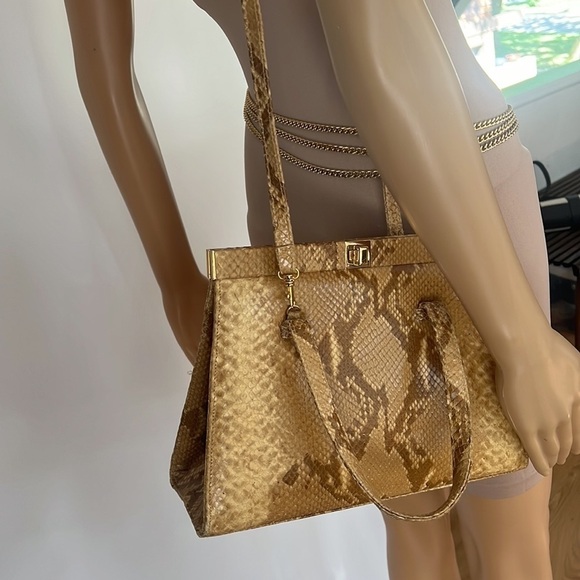 Susan Gail Python Structured Hand Bag Shoulder Bag - Picture 12 of 12